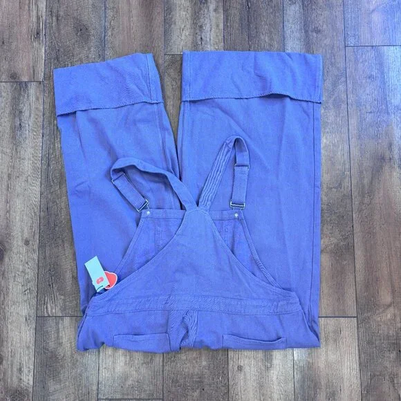 Cider Women's Wide Leg Oversized Bib Cargo Overalls Denim Sz 4XL Purple Wash NWT - Picture 7 of 12